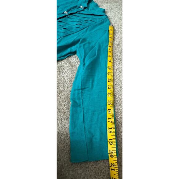 Mid Length Teal Kurta Shalwar Linen Stitched Traditional Women Dress Pant Large - Picture 6 of 16
